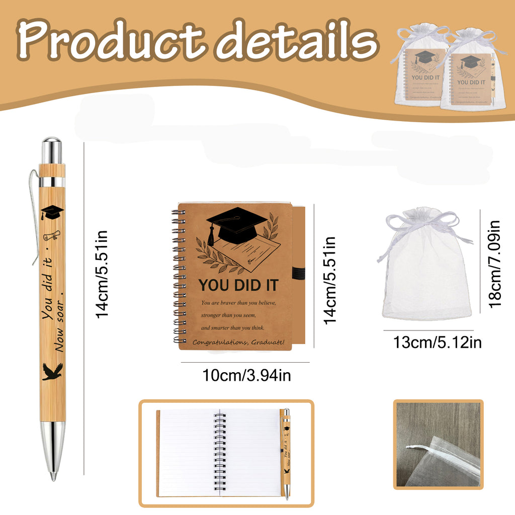 Mini Coil Notebook & Pen Gift Set Australia | Graduation Stationery Bundle with Organza Bag, Pocket-Sized Journal for Students
