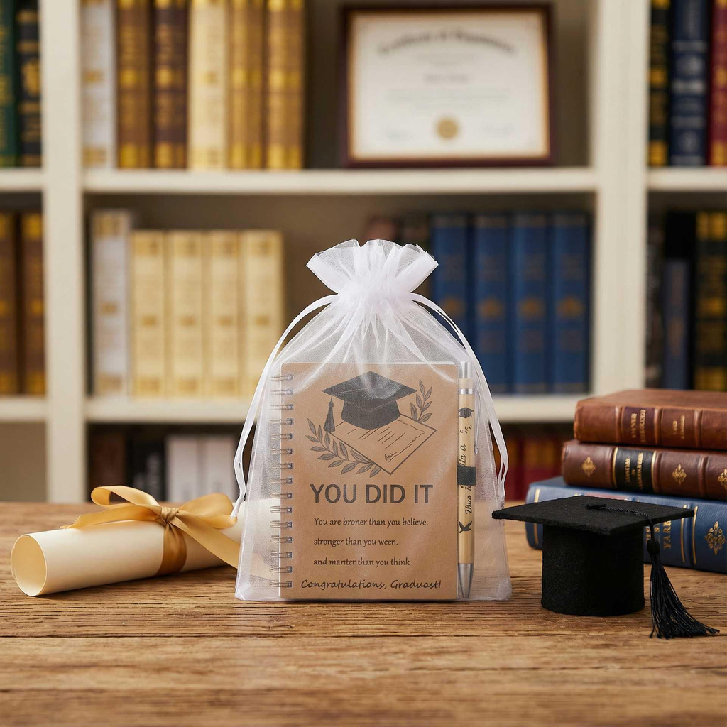 Mini Coil Notebook & Pen Gift Set Australia | Graduation Stationery Bundle with Organza Bag, Pocket-Sized Journal for Students